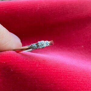 JARED 3-Diamond Petite "Promise Ring" In 14K Rose, White, Yellow, Gold SZ: 6.5